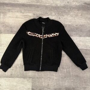 Zyia Active XS Black Leopard Flying‎ V Zip Up